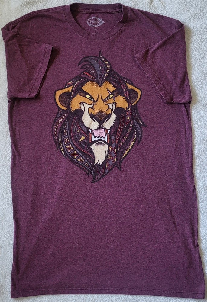 DISNEY T-Shirt Unisex Size L Deep Purple THE LION KING ‘Scar’ Short Sleeve Tee