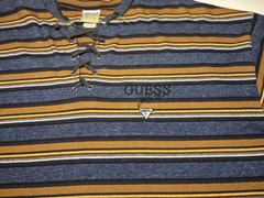 Vintage 90s GUESS Striped Ghillie Neck T Shirt Lace Up USA Made Cotton Men’s XL