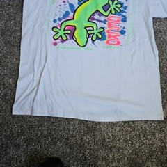 Gecko Hawaii Neon Color Size Large Single Stitch White Destination Short Sleeve
