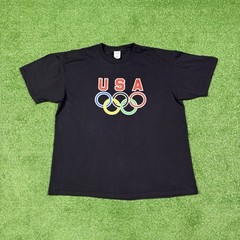 Vintage 2000s Official Olympics USA Sports Black T-Shirt Y2K Men’s XL – 24.5×29