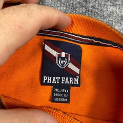 Phat Farm Mens Orange Mesh Panel Streetwear Shirt XL PKN41725 Short Sleeve Y2K
