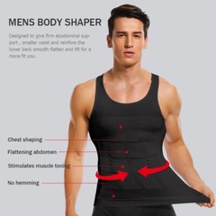 Men 3 Pack Body Shaper Slimming Tummy Vest Compression Shirts Tank Top Shapewear