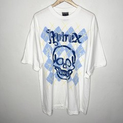 New Y2K Avirex Blue Skull T-Shirt Men’s XL Argyle Diamond Graphic Yellow READ