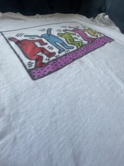 Keith Haring Foundation Dancing Figures T-Shirt Colorful White Short Sleeve Sz M