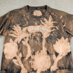 Passport Good Vibes Size M Mens Custom Bleach Art T-Shirt Brown 1of1 Graphic Tee