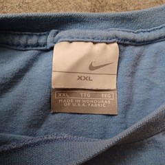 Vtg Nike T Shirt Mens XXL Blue Center Swoosh Embroidered There Is No Finish Line