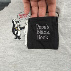 Vintage Warner Bros Studio Store Shirt Mens L Gray Pepe Le Pew Pocket Black Book