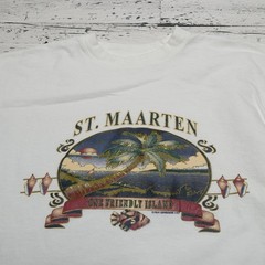 Vintage St Maarten Shirt Mens Medium White Graphic Tourist One Friendly Island
