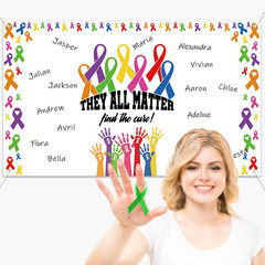 Cancer Awareness Signable Poster with Colorful Ribbon for Charity Events