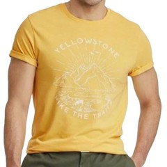 Goodfellow & Co Mens Yellowstone Hike The Trails Graphic T-Shirt Yellow Medium
