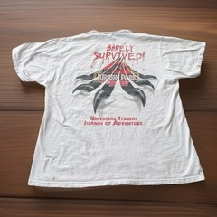 Vintage 90s Rare Jurassic Park Ride BARELY SURVIVED Universal Studios T-shirt XL