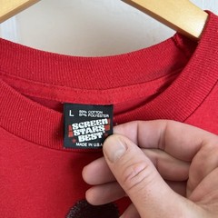 VTG 90s Screen Stars Panda Bamboo Single Stitch T-Shirt Red Med USA