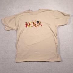 Dash Clothing Shirt Mens Large Beige Kenya Embroidered Graphic Tee Africa Travel