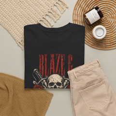 Blaze And Thorns Skull Roses Gothic Rock Graphic T-Shirt