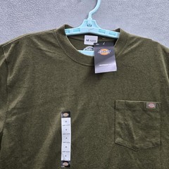 Dickies Men Shirt M Green Knit Pullover Short Sleeve Crew Neck Heavyweight NWT
