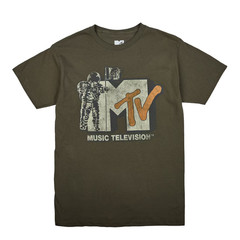 MTV Mens Music Television Spaceman Graphic Military Green Shirt New XL