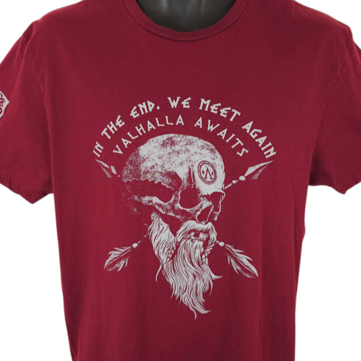 Valhalla Awaits T Shirt Mens Size Large Red 5.56 High Ready Tactical Skull