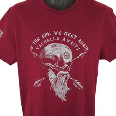 Valhalla Awaits T Shirt Mens Size Large Red 5.56 High Ready Tactical Skull
