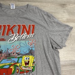 SpongeBob SquarePants Shirt Bikini Bottom Race Car Men’s Gray 2XL 90% Cotton