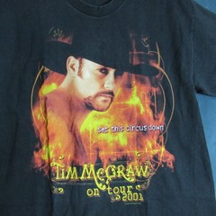 Vintage Tim McGraw T Shirt Mens Medium Black On Tour 2001 Country Music Y2K Tee