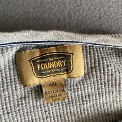 The Foundry Supply Co Men’s Henley 4XL Gray Waffle Knit 100% Cotton Long Sleeve