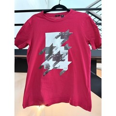 Boss Pink Graphic Crewneck T-Shirt with Silver Accent size S