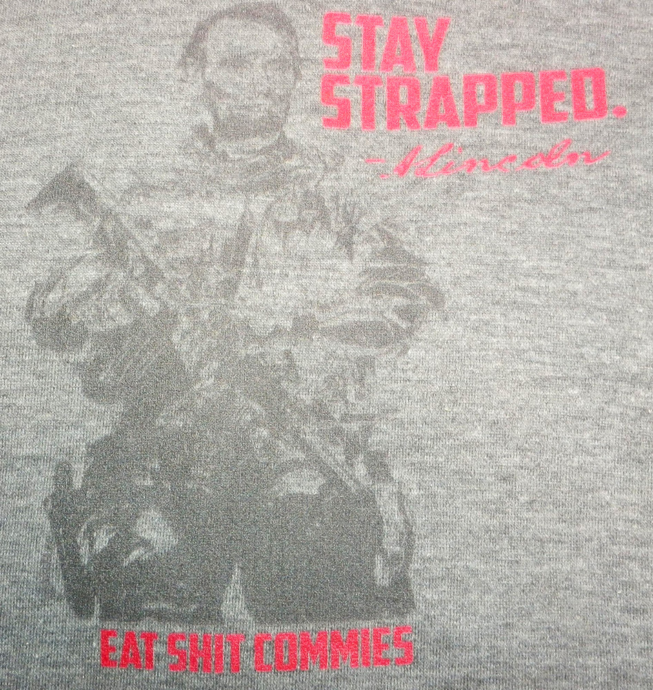 Stay Strapped Hoodie Gray Mens M Abraham Lincoln Soldier 2A Rare Guns