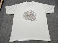 Vintage Beaded Flower Basket Single Stitch Cream Color Shirt XL Sunbelt