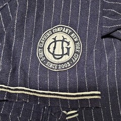 G-Unit Clothing Company Men’s Navy Pinstripe Wool Style Jersey Size L