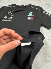 Mercedes AMG Petronas F1 Black Short Sleeve Big Logo T-Shirt Size S