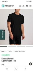 Free Fly Men’s Elevate Lightweight Stretch UPF Black T-Shirt Size 2XL NWT