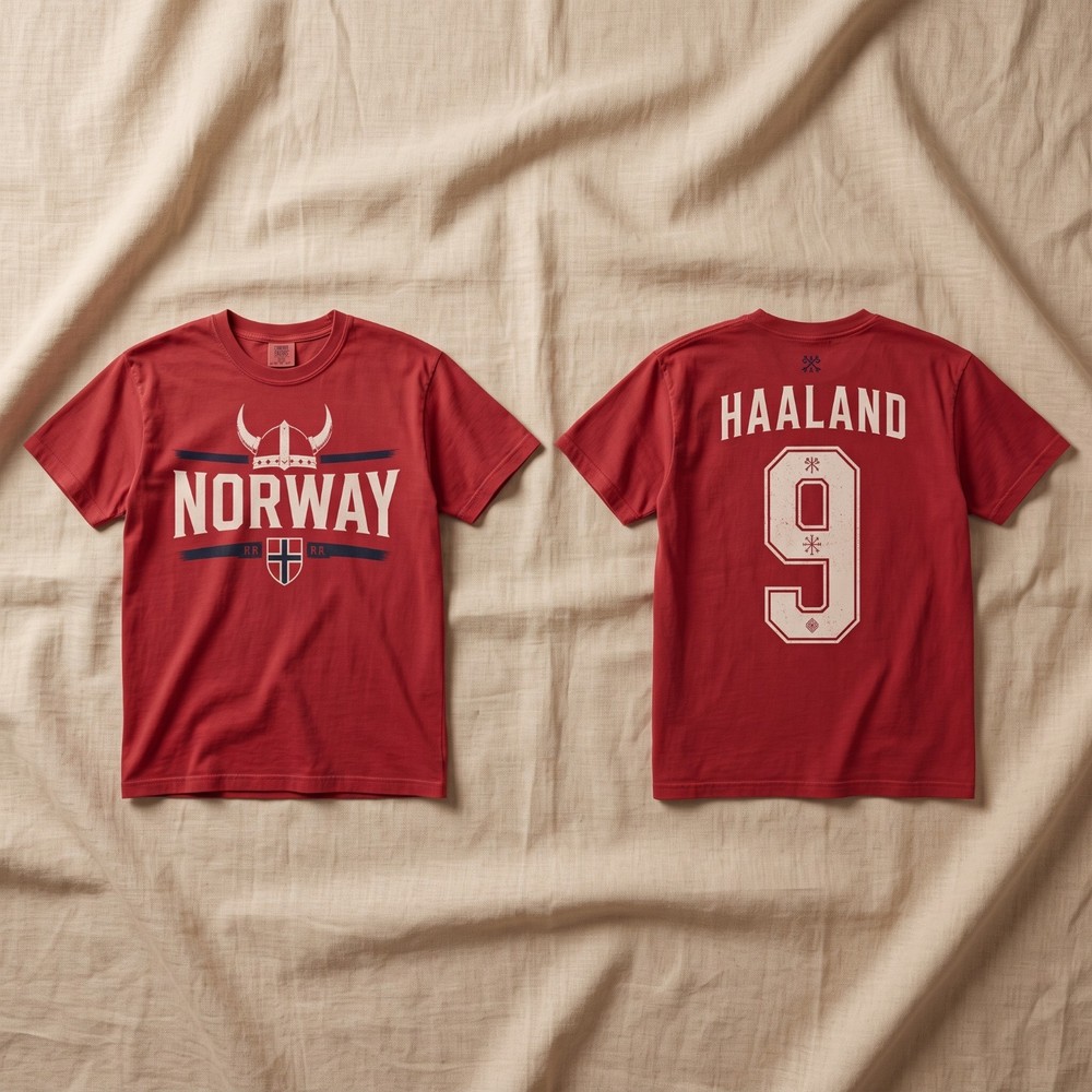 Norway Haaland 9 Graphic Comfort Colors Soccer Fan Double Sided Tee