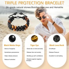 Triple Protection Bracelet – for Protect & Balance – Energy Crystal Handmade …