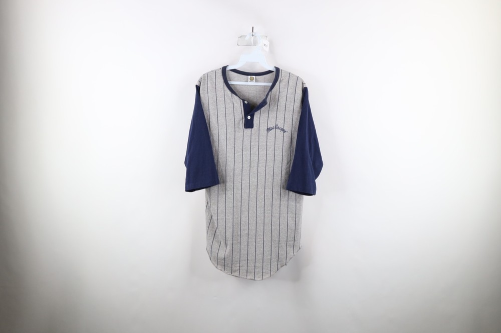 Vintage 70s Streetwear Mens Large Faded Pinstriped 3/4 Sleeve Raglan T-Shirt USA