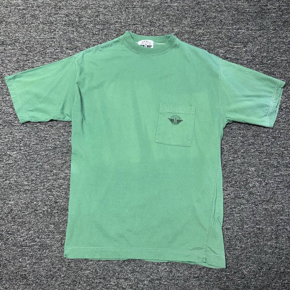 Vintage 90s Dockers By Levi’s Green Sun Faded Cotton Pocket T-Shirt Mens Sz M