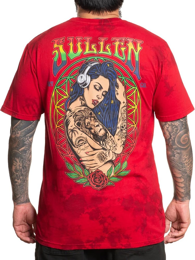 Sullen Men’s One Love Short Sleeve Premium T-shirt Chili Pepper Dark Red Crystal
