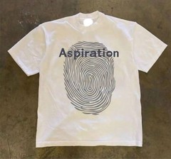 Y2K Aspiration Fingerprint Graphic T-Shirt White Unisex
