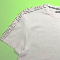 New KENNETH COLE Men’s Short Sleeve T-shirt Size XXL White w/Beige