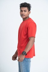NWT Cotton Crew Neck Oversized Unisex T-Shirts Color Red Size S, M, L, XL, XXL