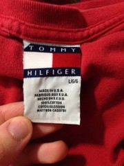VTG 90s Tommy Hilfiger Route 85 Long Sleeve T Shirt Red Racing Spell Out Large L