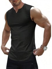 Men’s Slim Knitted Fit Ribbed Tank Top Sleeveless V-Neck Shirt Athletic Gym Tee