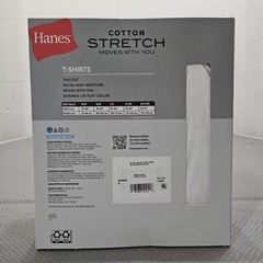 Hanes Men’s Tagless 6 White Crew Neck Cotton Stretch Pack Size M 38-40