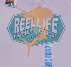 Reel Life Men’s Large T Shirt Short Sleeve Marlin Ocean Washed Pink Tee Lot A