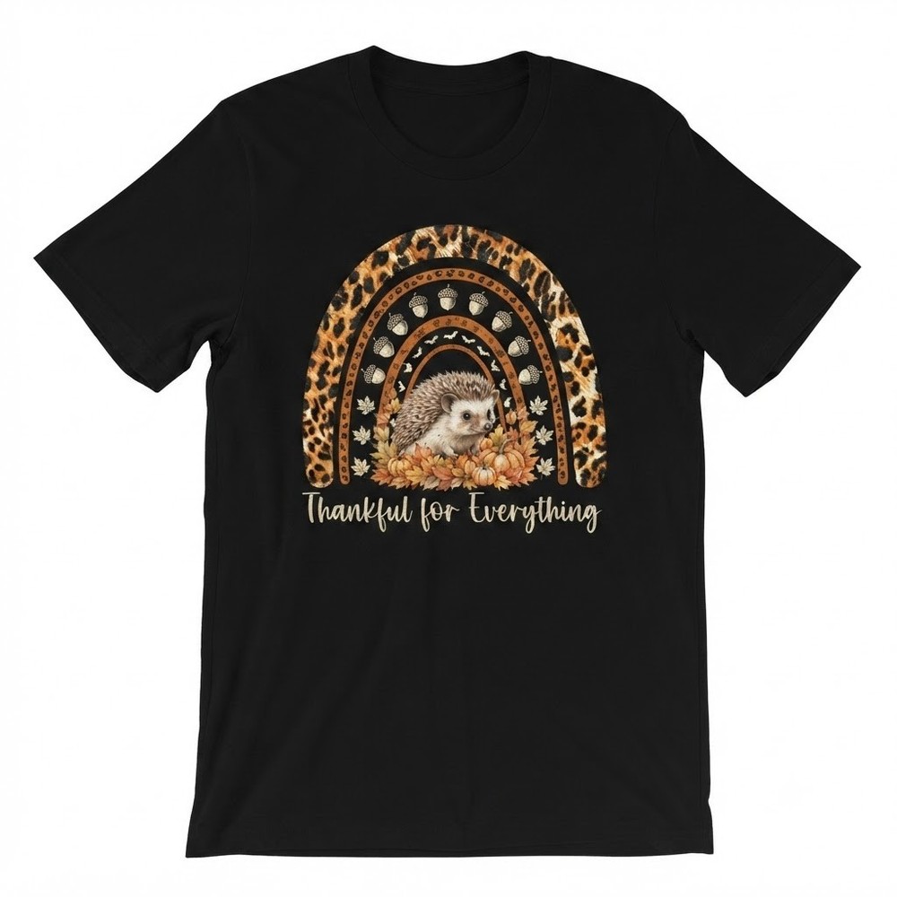 Leopard Fall Boho Rainbow Hedgehog Thanksgiving T-shirt For Men Women