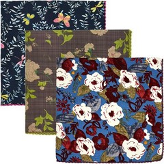 3 PCS 100% Cotton Bandanas Women 21×21 Inch Assorted Floral Head Scarves
