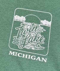 VINTAGE SINGLE STITCH Michigan Twin Lake Tee Green XL Hanes Heavyweight