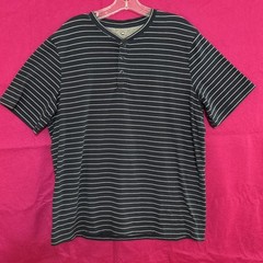 Berkeley Jensen Mens sz large short sleeve Henley pullover Blue Stipe Lesotho ZA