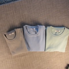 Coofandy Large Waffle Knit Lot of 3 t-shirts Green, Blue, Grey Viscose/Poly