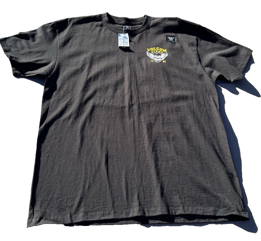 Volcom Stone Est. 1991 Men’s Size L Gray T-Shirt New Tags Heavy Tee Skull Wings