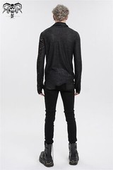 Devil Fashion Men Gothic Punk Pullover Pins Asymmetrical Long Sleeve T-shirt